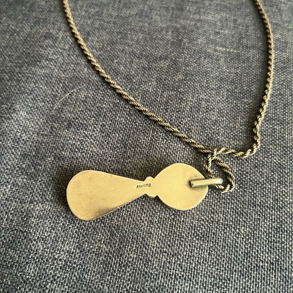 Turquoise and Gold Double Pendant Necklace - Picture 6 of 10